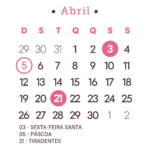 Calendario 2026 Rosa Abril