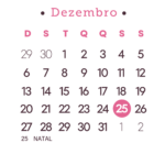 Calendario 2026 Rosa Dezembro