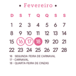 Calendario 2026 Rosa Fevereiro
