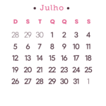 Calendario 2026 Rosa Julho