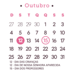 Calendario 2026 Rosa Outubro