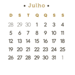 Calendario Julho 2026