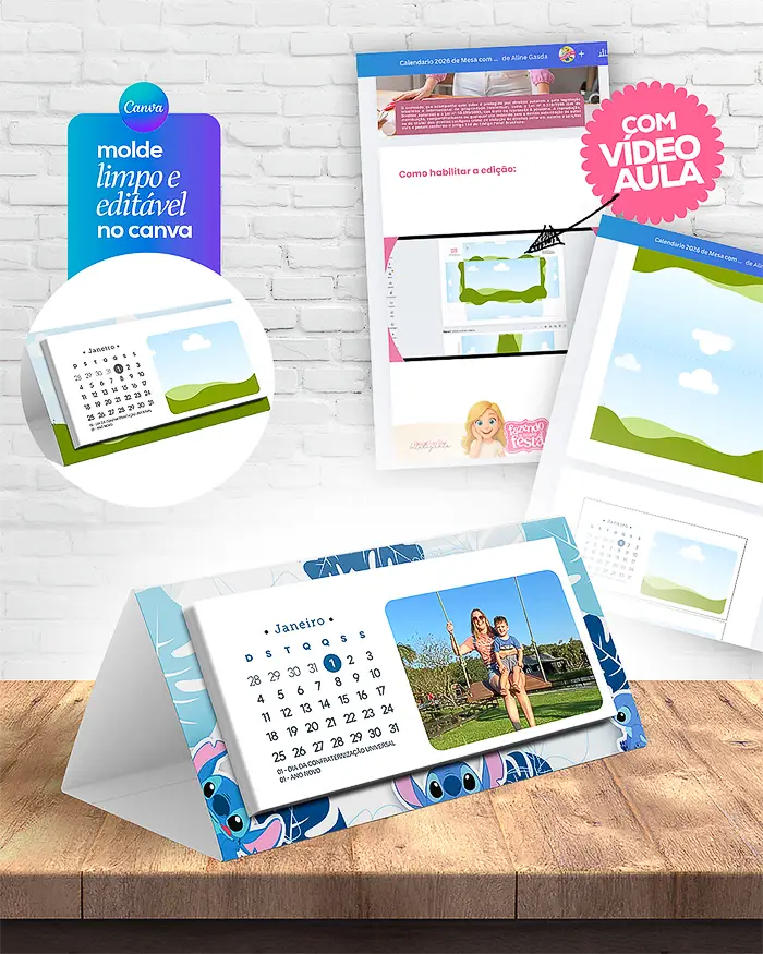 Calendario de mesa 2026 editavel Canva Calendario de mesa 2026 editavel Canva