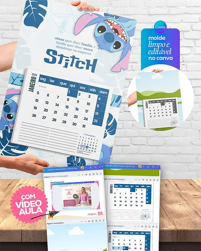 Molde Calendario 2026 de parede editavel canva Molde Calendario 2026 de parede editavel canva