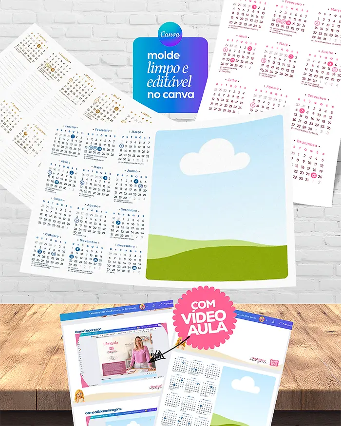 Molde calendario 2026 A4 editavel canva Molde calendario 2026 A4 editavel canva