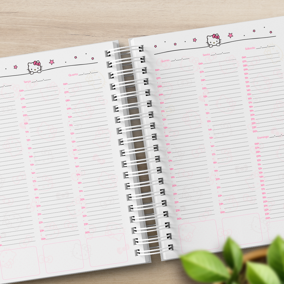 Planner Hello Kitty As duas Paginas da Agenda Permanente