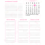 Planner Hello Kitty Calendario Mensal Janeiro