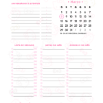 Planner Hello Kitty Calendario Mensal Marco