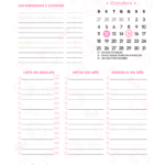 Planner Hello Kitty Calendario Mensal Outubro