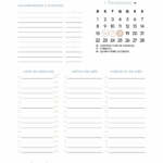 Planner Tons Pasteis Calendario Mensal Fevereiro