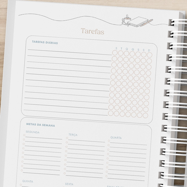 Planner Tons Pasteis Detalhes da Pagina de Tarefas Diarias