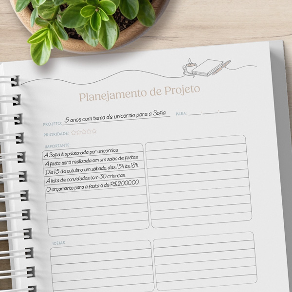 Planner Tons Pasteis Planejamento de Projetos com Exemplo