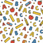 fundo digital elementos escolares Formatura ABC