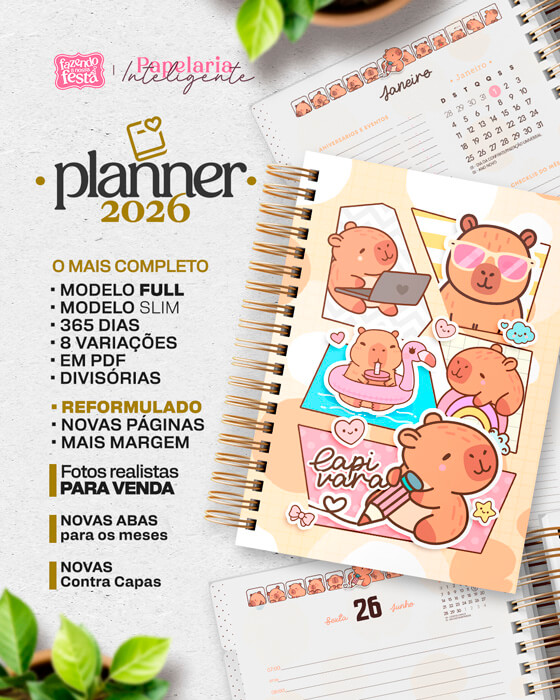 Baixe o Planner Capivara 2026