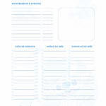 Calendario Mensal Permanente Julho Planner Stitch