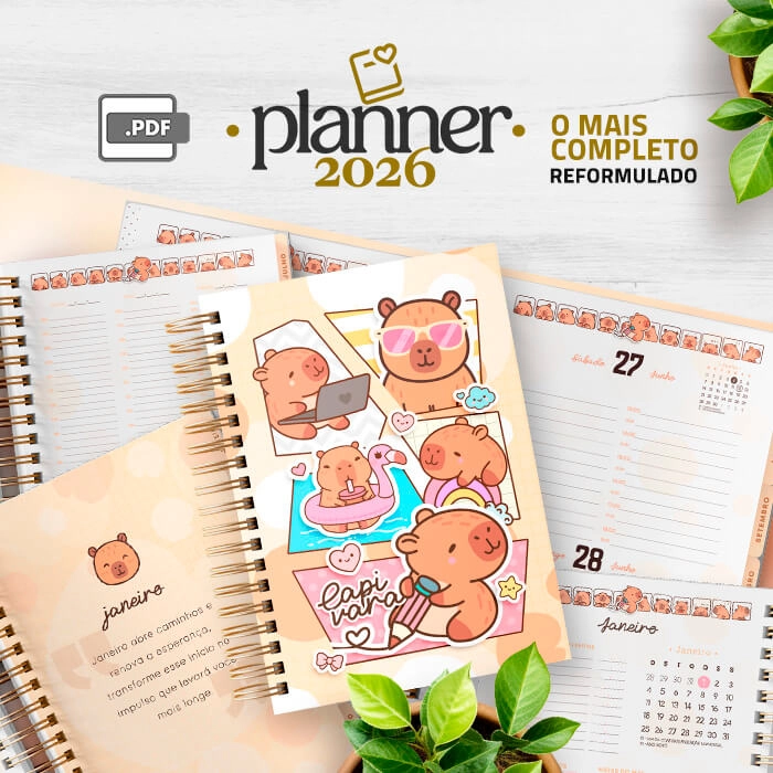 Planner Capivara 2026 para imprimir