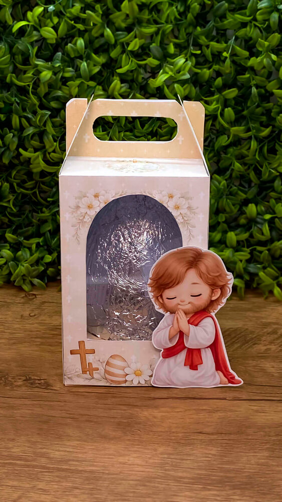 Caixa Sacolinha com visor para ovo Pascoa Crista