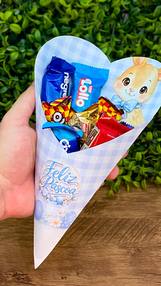 Cone Coracao Coelho Azul