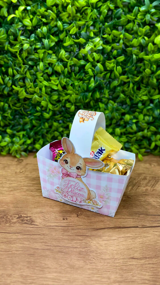 Mini Cesta Coelhinha Rosa