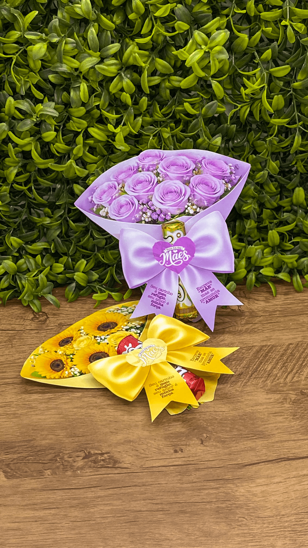 Buque Batom Dia das Maes Roxo e Amarelo