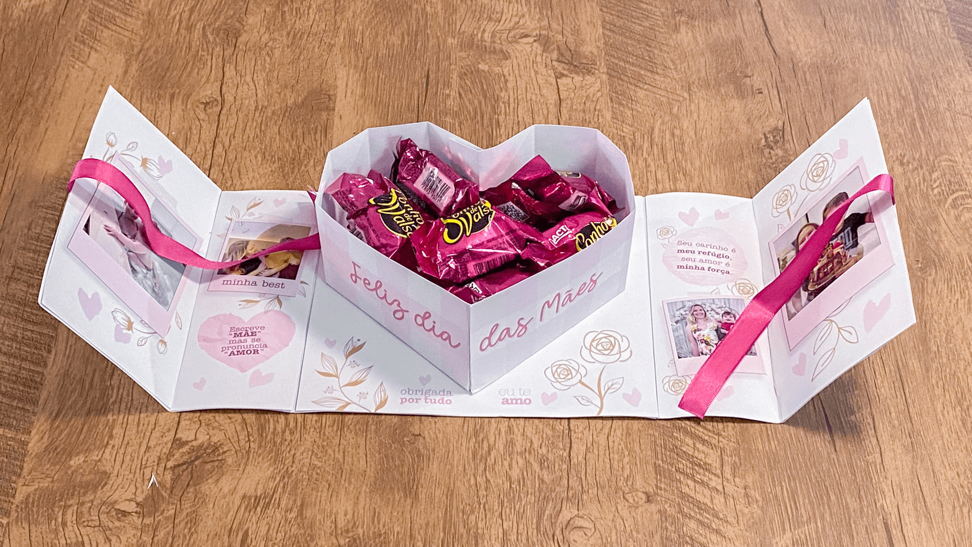 Caixa Coracao Dia das Maes Aberta