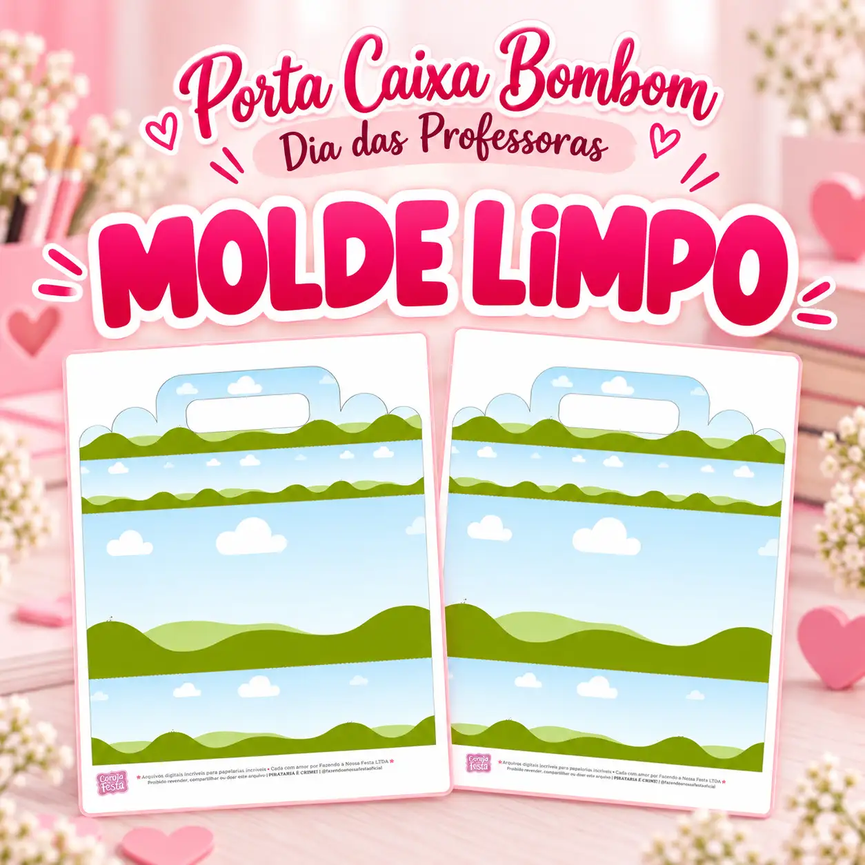 molde limpo porta caixa de bombom no Canva com molduras prontas