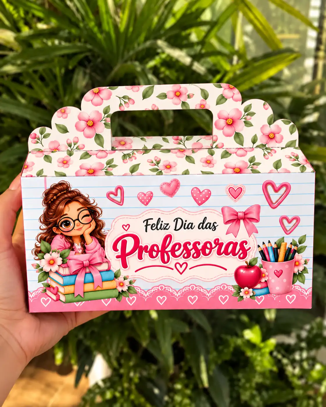 porta caixa de bombom Dia dos Professores personalizado com bonequinha professora
