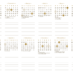 Calendário 2027 A4 Horizontal Amarelo Dourado