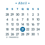 Calendário 2027 Azul Abril