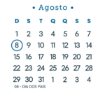 Calendário 2027 Azul Agosto