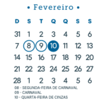Calendário 2027 Azul Fevereiro