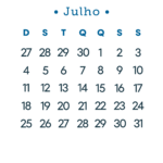 Calendário 2027 Azul Julho