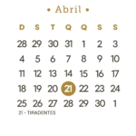Calendário 2027 Dourado Abril