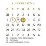 Calendário 2027 Dourado Fevereiro