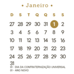 Calendário 2027 Dourado Janeiro