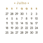 Calendário 2027 Dourado Julho