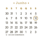 Calendário 2027 Dourado Junho