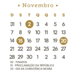 Calendário 2027 Dourado Novembro