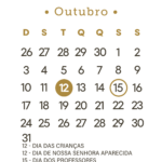 Calendário 2027 Dourado Outubro