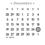 Calendário 2027 Preto e Branco Dezembro