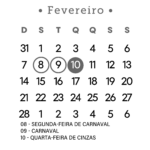 Calendário 2027 Preto e Branco Fevereiro
