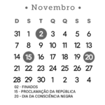 Calendário 2027 Preto e Branco Novembro