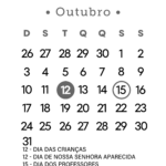 Calendário 2027 Preto e Branco Outubro