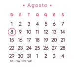 Calendário 2027 Rosa Agosto