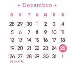 Calendário 2027 Rosa Dezembro