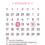 Calendário 2027 Rosa Outubro