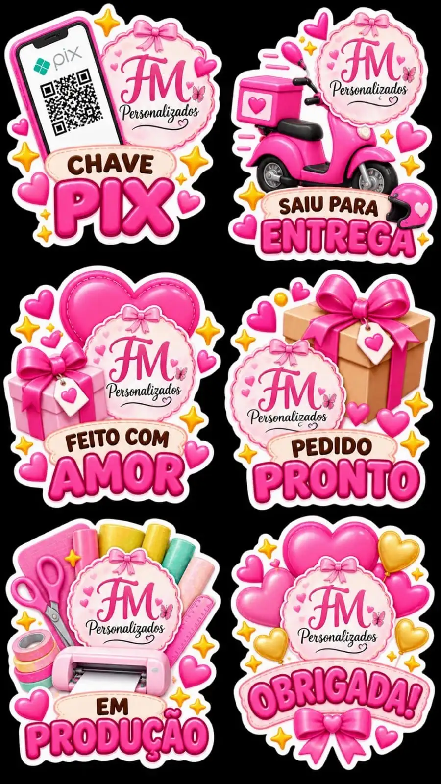 figurinhas para WhatsApp com a logo da loja