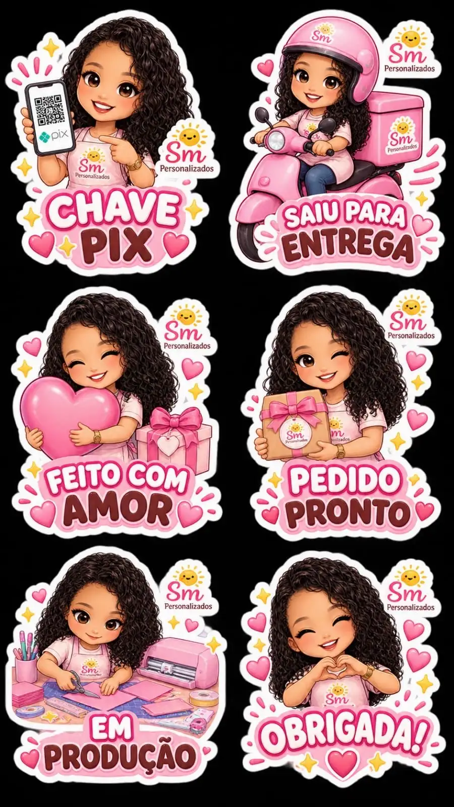 figurinhas para WhatsApp com logo e mascote da loja